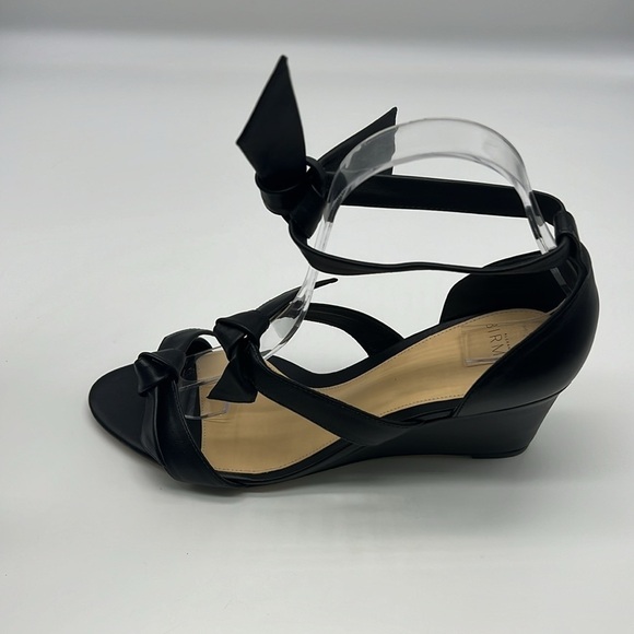 Alexandre Birman - Lolita Giana Anabela Black Leather Bow Embellished Wedge 38 - Picture 10 of 15